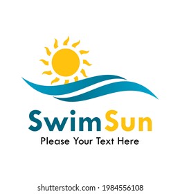 Ilustración de la plantilla del logotipo de Swim sun