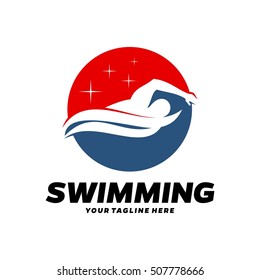 Swim, Swimming Club, Swimmer Logo Design Template