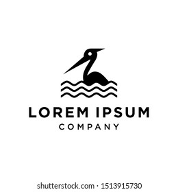 swim swimming on water heron pelican stork vector logo lineart line outline monoline icon design stock gulf bird coast beach illustration abstract