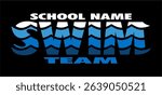 swim team logo design with waves for school, college or league sports	