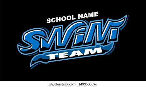 Swim Team Logo Design With Waves For School, College Or League