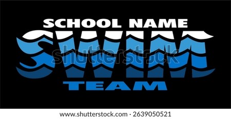 swim team logo design with waves for school, college or league sports	