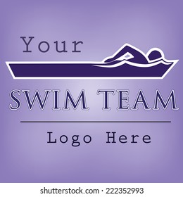 Swim Team Logo Template With Swimmer Doing Freestyle Stroke