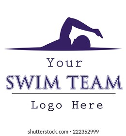 Swim team logo template with swimmer doing freestyle stroke