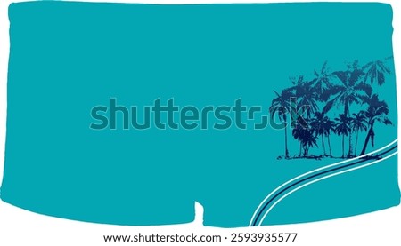 Swim Trunk with Palm Tree Print Vector Design for Beach Fashion