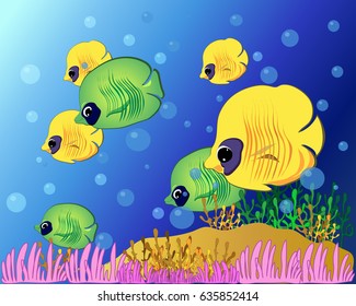swim water underwater fish bubble cartoon illustration character