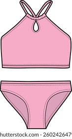 SWIM WEAR - GIRLS - LADIES - FLAT SKETCH - SILHOUETTE