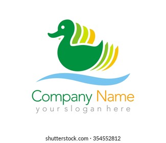 Swiming Ducks Logo Icon Vector