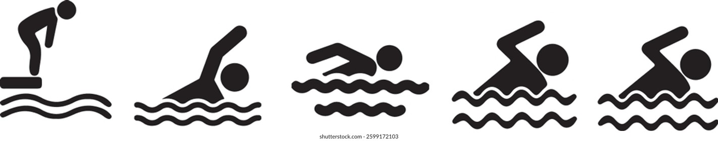 
swiming icon set vector design