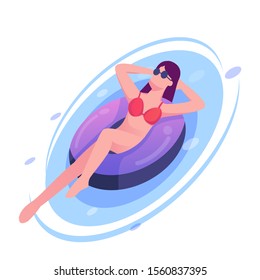 swiming pool female girl float illustration