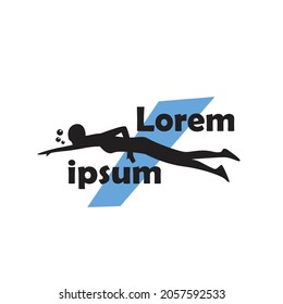 Swiming Silhouette Logo Design Illustration