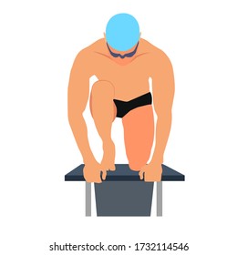 A swimmer about to jump 