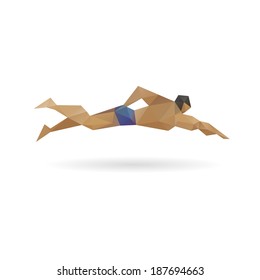 Swimmer abstract isolated on a white background, vector illustration