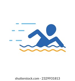 Swimmer athlete colour icon vector. Swimming sport symbol. Youth and sport day vector illustration for game interface, web, graphic design, UI, and app.