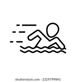 Swimmer athlete line icon vector. Swimming sport symbol. Youth and sport day vector illustration for game interface, web, graphic design, UI, and app.