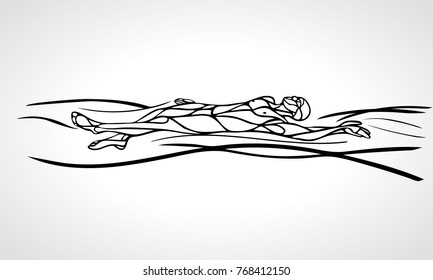 Swimmer Backstroke vector black outline silhouette