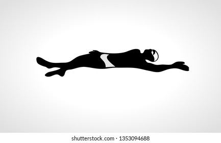 Swimmer Backstroke vector black silhouette isolated on white