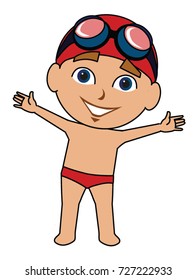 Swimmer boy with arms open