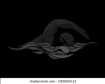swimmer boy vector. swimming. Muscular young man