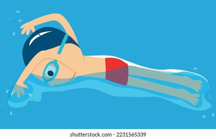 Swimmer - butterfly stroke style - vector illustration