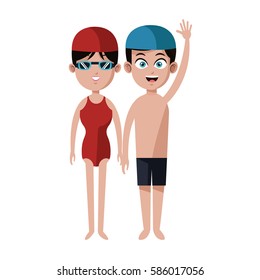 swimmer cartoon icon image 