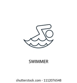 Swimmer concept line icon. Simple element illustration. Swimmer concept outline symbol design from beach set. Can be used for web and mobile UI/UX