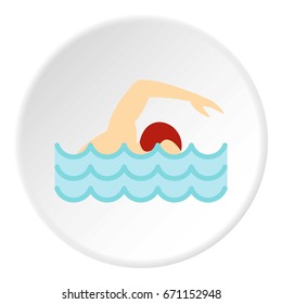 Swimmer crawling in pool icon in flat circle isolated vector illustration for web