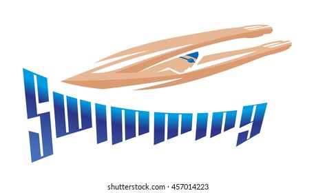 A swimmer dives into the water vector logo design