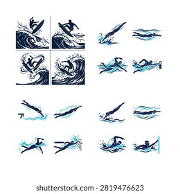 Swimmer diving and racing through water with dynamic splash effects And, international sports event, multi sport competition, athletics championship, sports tournament, Commonwealth Games