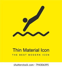 Swimmer diving to water bright yellow material minimal icon or logo design