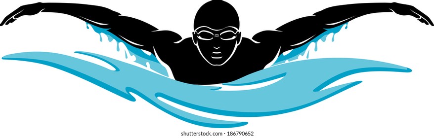 Swimmer doing butterfly style 