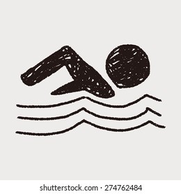 swimmer doodle drawing