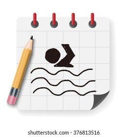 swimmer doodle drawing