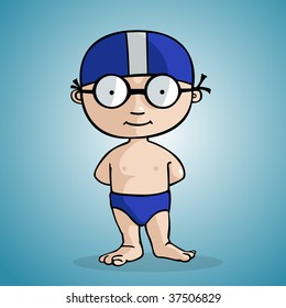 A swimmer draw in cartoon style
