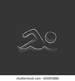 Swimmer. Drawn in chalk icon.