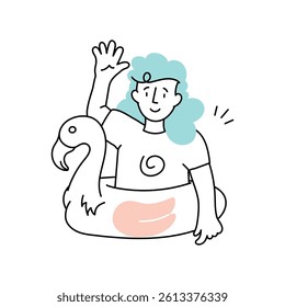 Swimmer duck  Vector style illustration.