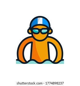 Swimmer filled outline icons. Vector illustration. Editable stroke. Isolated icon suitable for web, infographics, interface and apps.