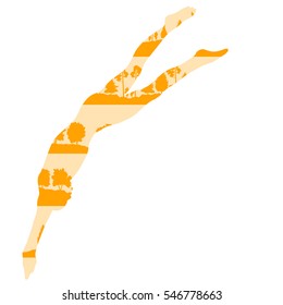 Swimmer freestyle vector background concept made of forest trees fragments isolated on white