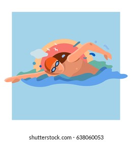 swimmer fun illustration