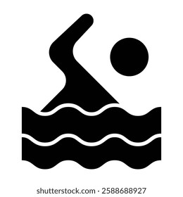 Swimmer Glyph Icon Design For Personal And Commercial Use