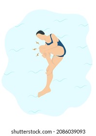 A swimmer has leg cramps.