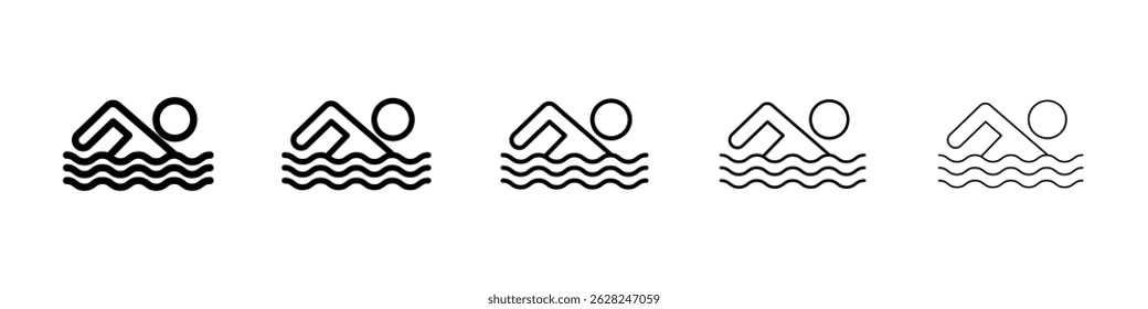 Ícone nadador em preto. Ilustração vetorial para design gráfico