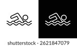 Swimmer icon concept stroke on white background