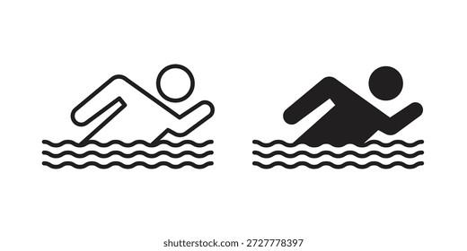 Icono de nadador plano y colección de carrera para ui ux trabajo.