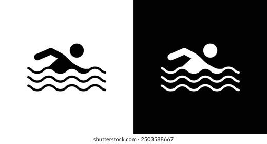 Swimmer icon Flat vector set outline