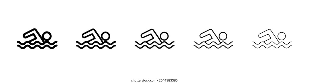 Swimmer icon graphic set. trendy stroke line style