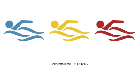 swimmer icon on a white background, vector illustration