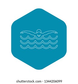 Swimmer icon. Outline illustration of swimmer vector icon for web