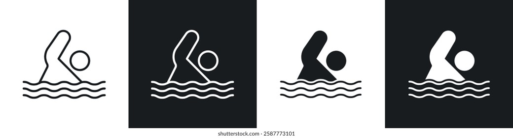 Swimmer icon set black and white colors. Graphic Vector icons pack