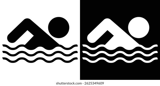 Ícone de nadador vetor de linha simples. Símbolo, logotipo.